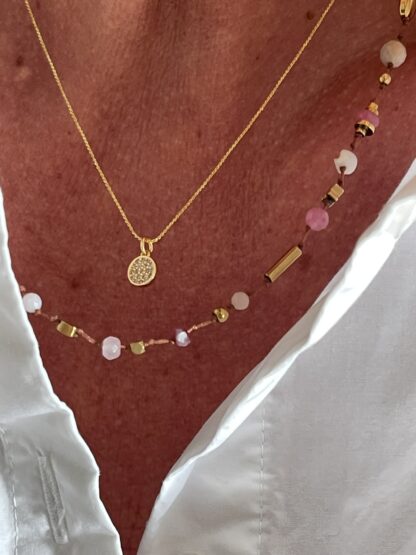 Collier Cigogne Rose