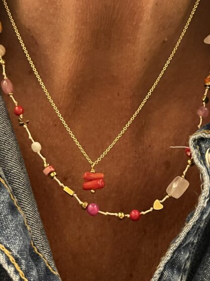 Collier Cigogne Rouge et Rose – Image 4