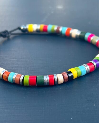 Bracelet Multicolore Rondelles Argentées  Cuivrées ou noires – Image 4