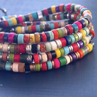 Bracelet Multicolore Rondelles Argentées  Cuivrées ou noires