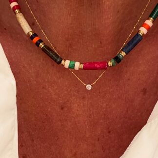 Collier Multicolore Tubes et Rondelles