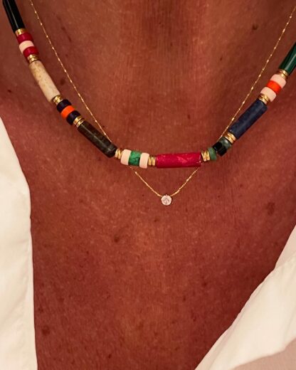 Collier Multicolore Tubes et Rondelles